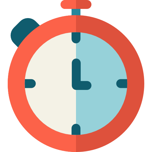 Colorful stopwatch icon with a red border on a white background